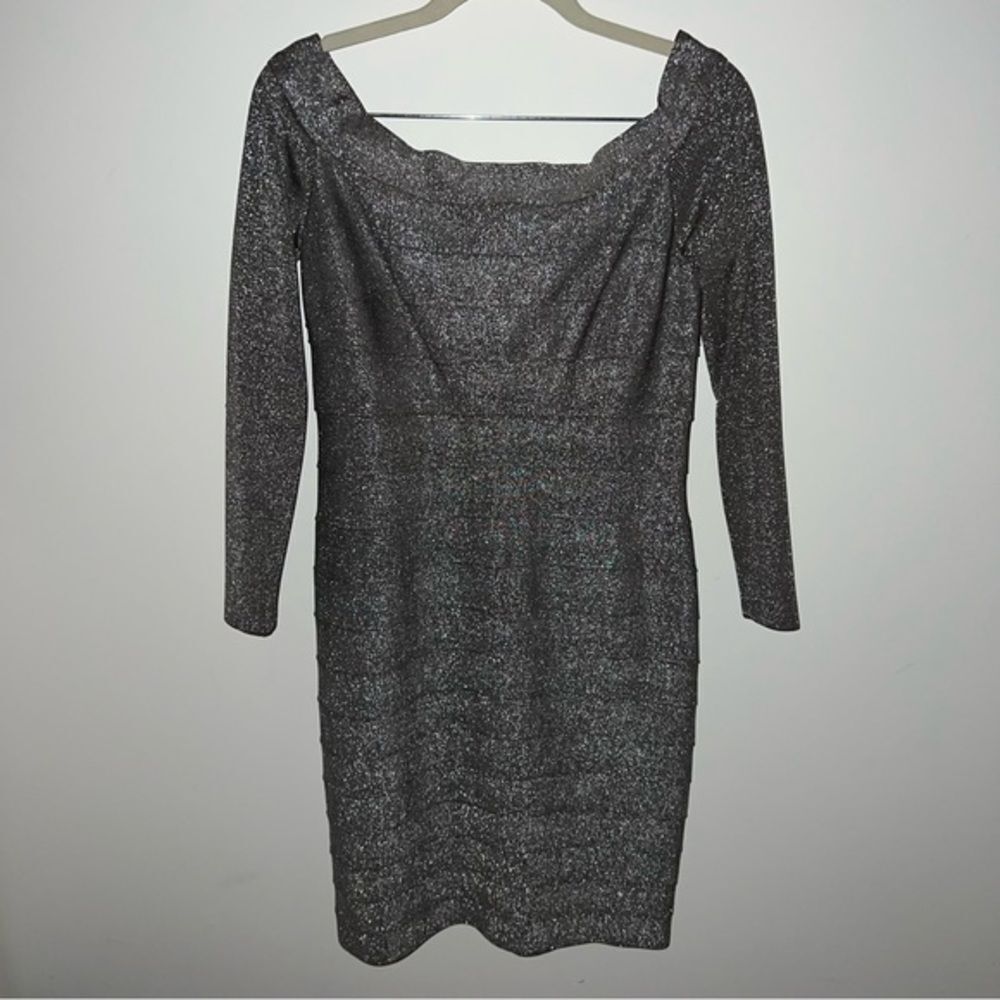 Carmen Marc Valvo Women's Metallic Bandage Off-The-Shoulder Dress‎